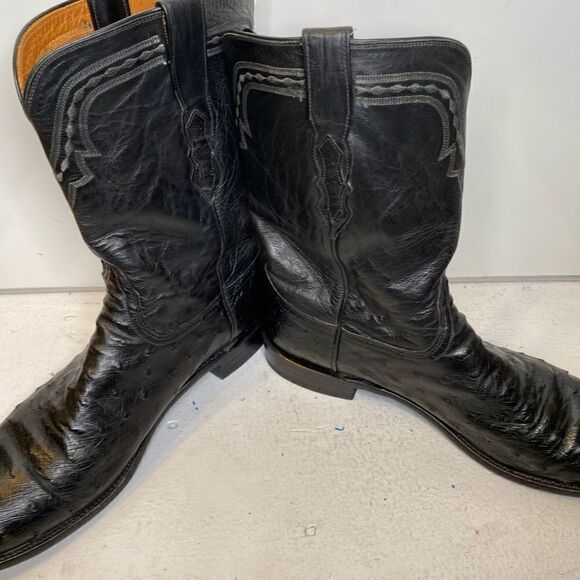 LUCCHESE 2000, MEN'S OSTRICH BOOTS, SIZE: 10D COLOR: BLACK, - Picture 4 of 9